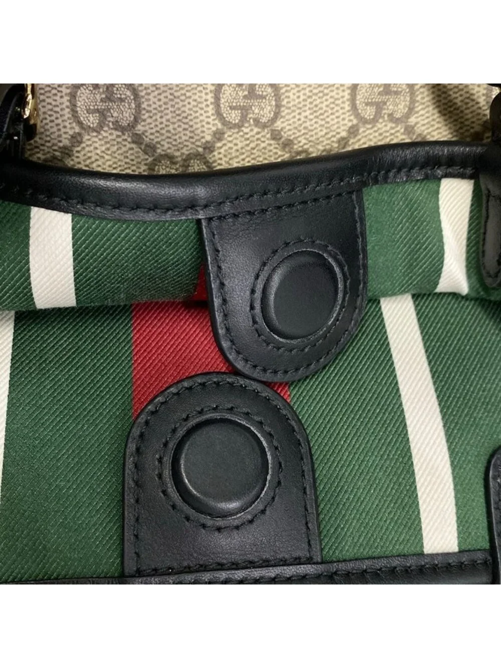 Gucci Tote GG Emblem Medium Beige Dark Brown Black Leather